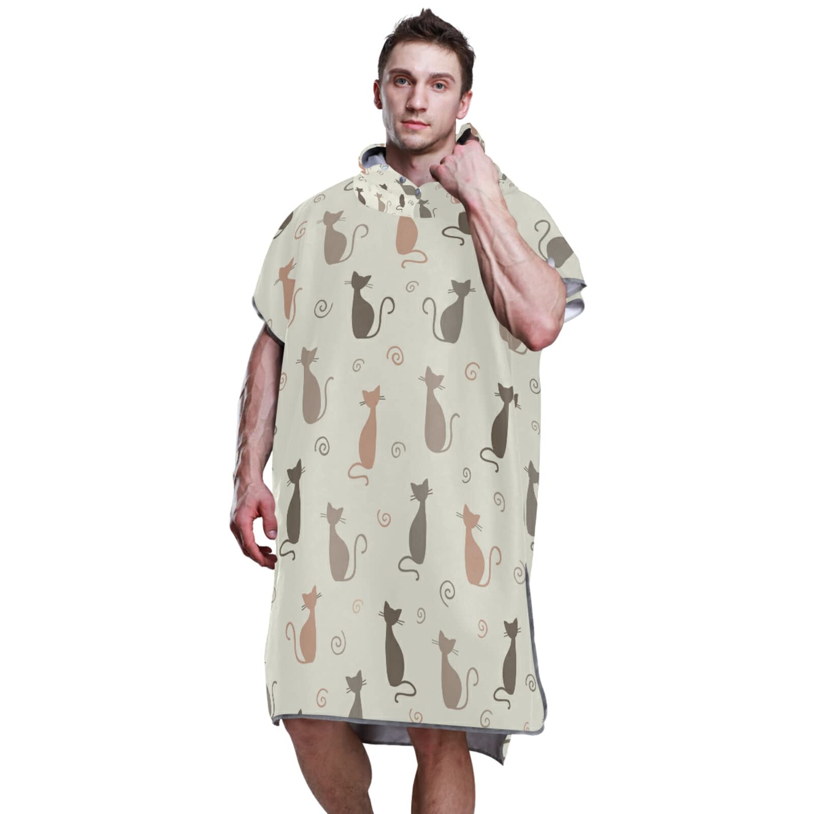 Poncho de surf sans couture avec capuche et poche, séchage rapide, en microfibre, pour le bain, la plage, l'extérieur