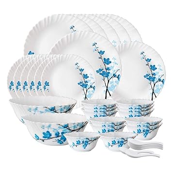 Mimosa Glass Dinnerware Set (33-Pieces, White)