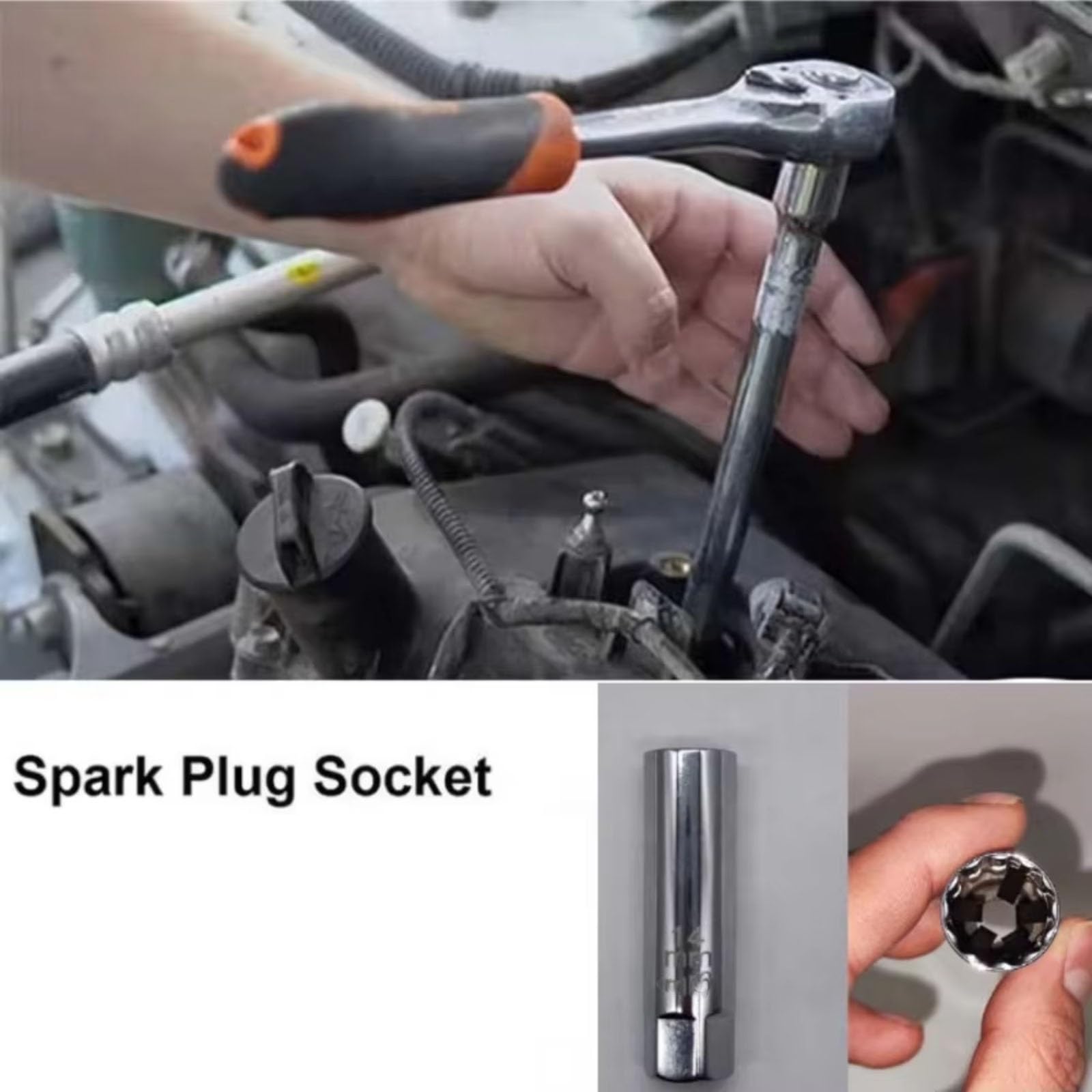 Llave para bujías con imán Potente, 12 ángulos, Herramienta de desmontaje y Mantenimiento automático de bujías, 2 Unidades.