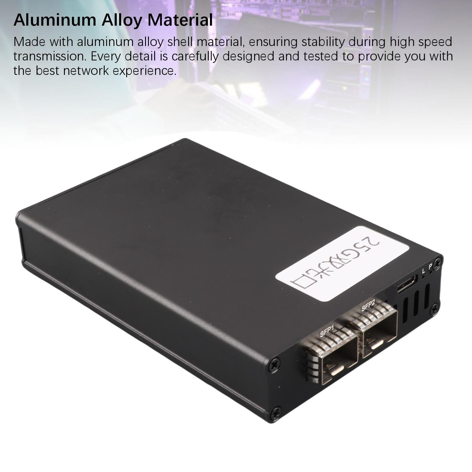 Pyhodi Scheda di Rete Ad Alta velocità, Scheda di Rete di Rete 25G USB4 Supporto da 25 Gbps con Shell in Lega di Alluminio per OS X, per Sistemi, Tappi di Interfaccia Ottica SFP e Play (Dual Port)