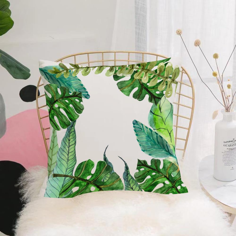 HYMSXW Cushion Cover,Throw Pillow Case Home Decorative for Living Room Bedroom Sofa Chair 20X20 Inch,Leaf, Watercolor Print Garden Botanical Herb Forest Leaf Image Decorative, Turq,Pillowcase 50X50cm