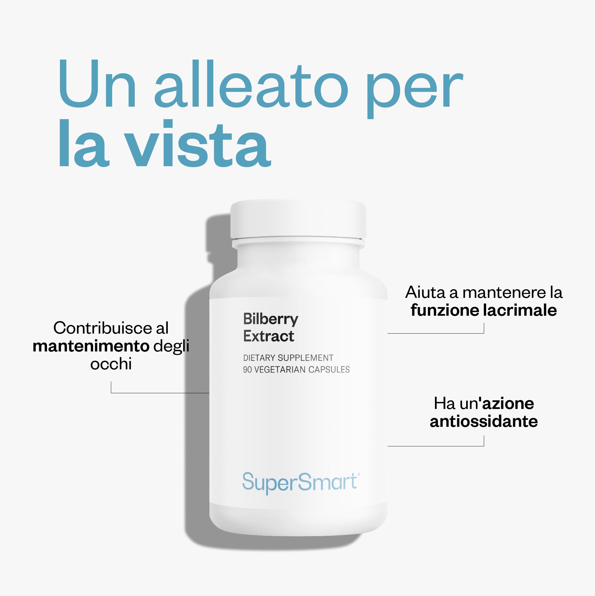 Bilberry Extract - Estratto di Mirtillo - Salute degli occhi - Standardizzato al 25% di Antocianosidi - Contribuisce alla salute vascolare - Antiossidante - Vegano - Senza glutine - SuperSmart
