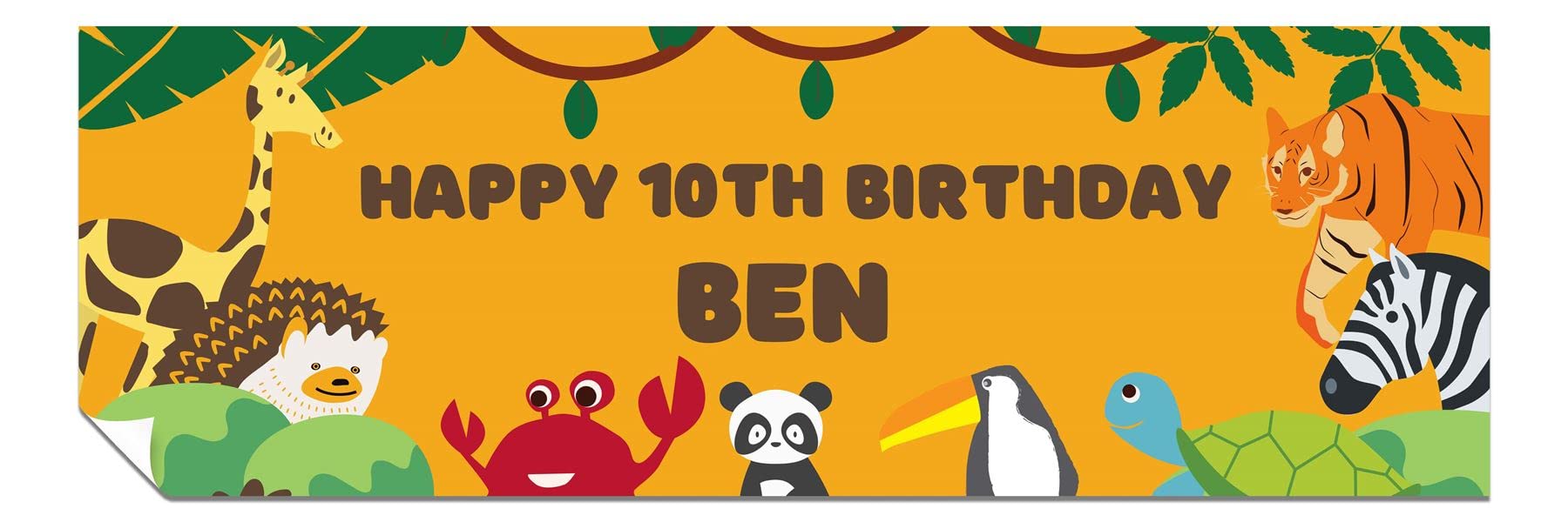 Personalised Birthday Banners - Happy Birthday Decorations for Kids’ Party - Girl & Boy Banner - Zoo Animals 1 x 6ft Large Banner