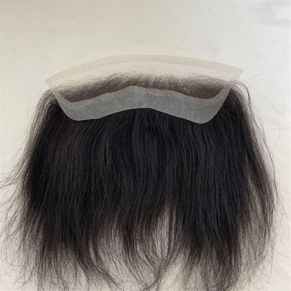 Peruka do włosów dla mężczyzn Peruka z przodu z włosami z linii włosów, europejski system włosów HD Invisible Lace Front Hairline French Lace V-Shape Peruka męska z ludzkich włosów Natural Black Syste