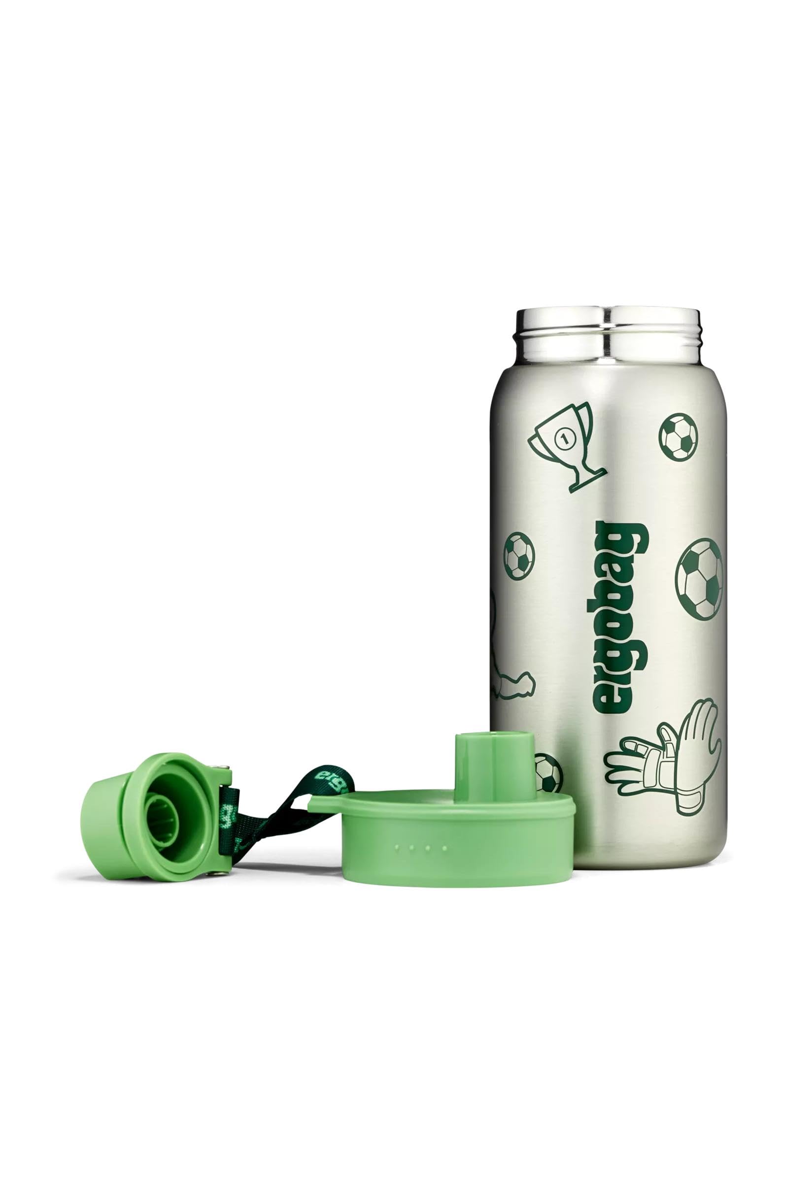 ergobag Gourde en acier inoxydable avec différents motifs pour enfants, 500 ml, sans BPA, étanche, facile à nettoyer Vert