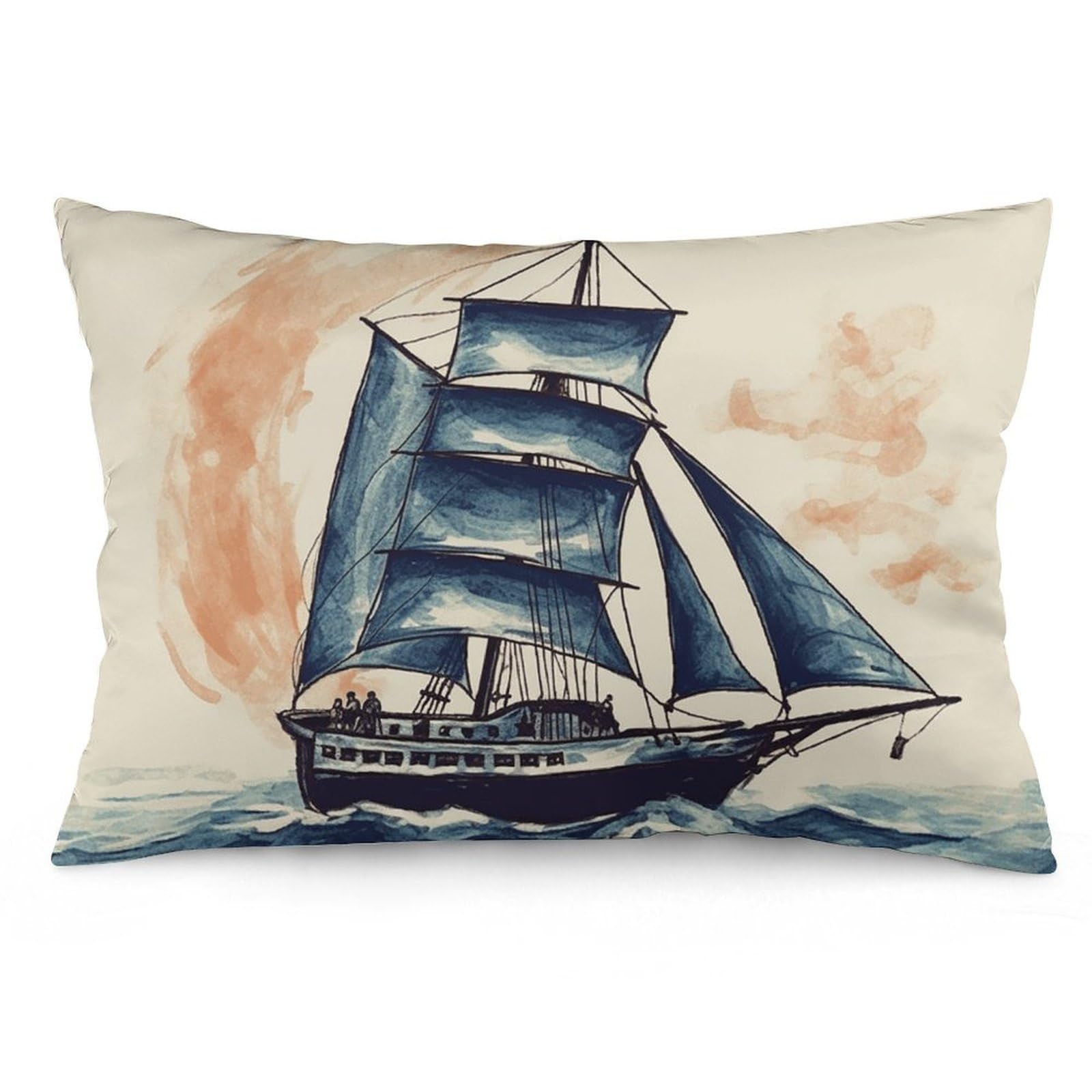 2 Pack Pillow Cases for Hair and Skin, Soft Breathable Pillow Case Covers with Hidden Zipper, Nautical Sailboat Pillowcase 20"x30" Pillow Covers for Sleeping Gift