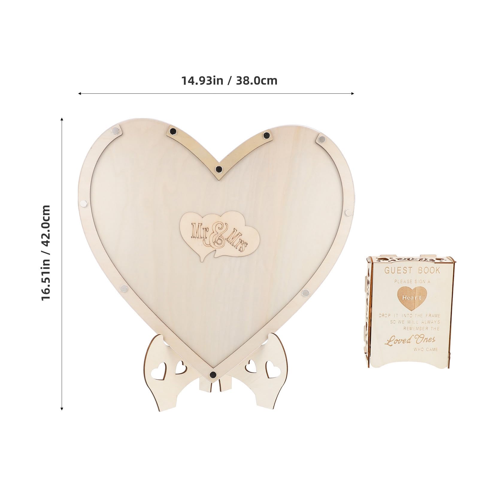 BESPORTBLE Letreros de Libro de visitas para Boda en Forma de corazón con virutas de Madera, Set DIY para decoración romántica en Despedidas de Soltera