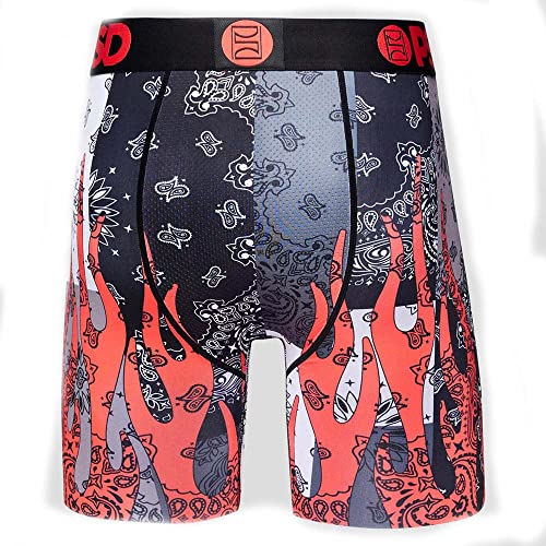PSD Men's Hot Bandana Flames Boxer Briefs, Multi, L4