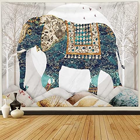 Double elephant tapestry Hunting Painting Background Bedroom Living Room Dorm Wall Hanging Tapestry Blanket for Wall Decor HD Print Art Tapestry (51*59IN, SLDX) Cover