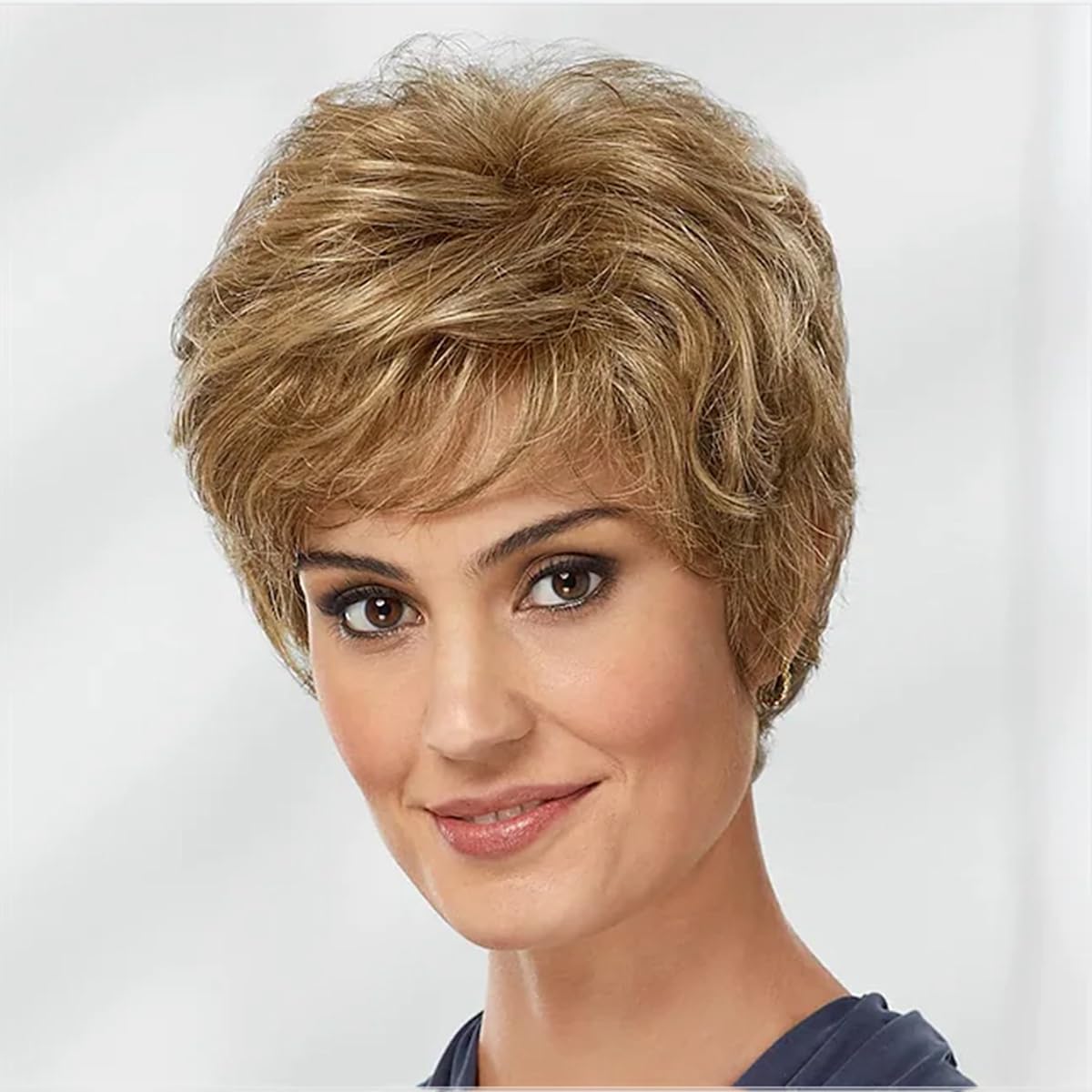 Short Blonde Pixie Wig Synthetic Layered Cosplay Hair Full Wigs for White Women