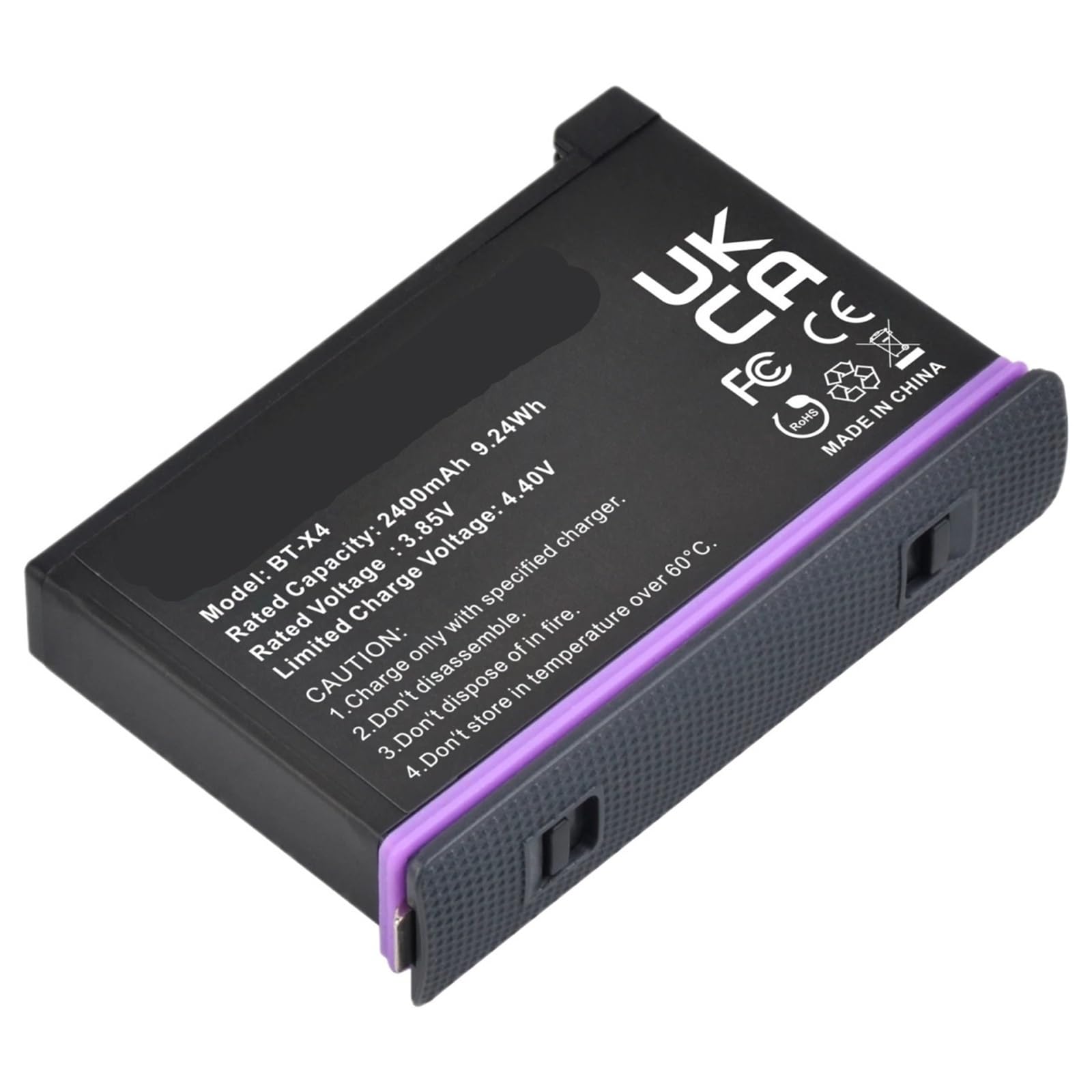 Chargeur Rapide à emplacements 2400mAh avec Accessoires de caméra d'action à Port de Type C(2PCS B)