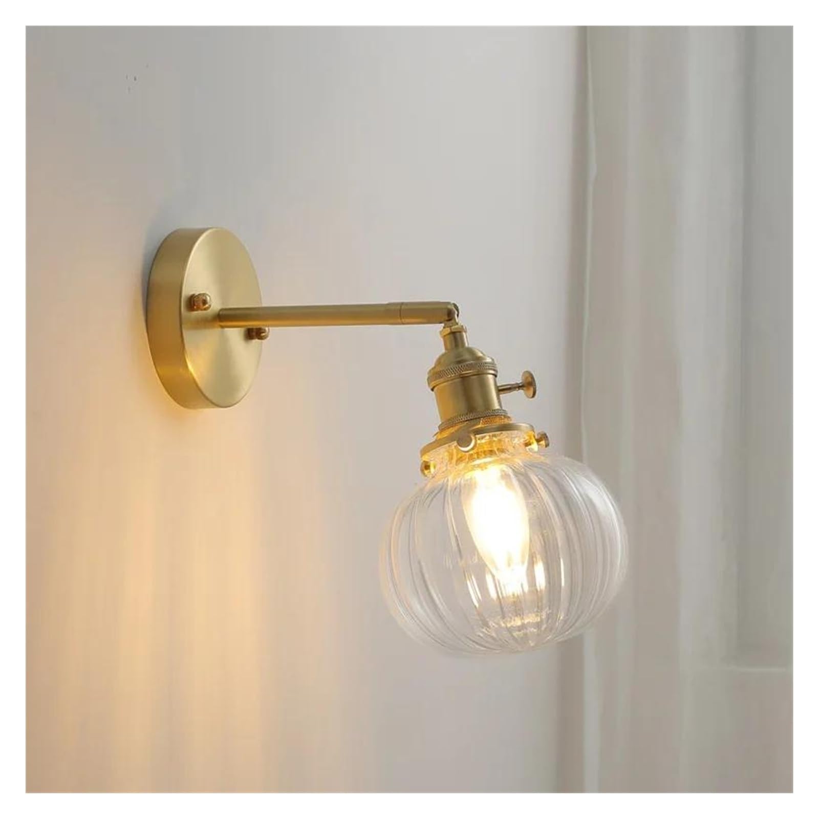 ZTCHSENZT Wall Sconces, Nordic Modern Copper Wall Lamp Beside Glass Ball Bathroom Mirror Stair Light LED Wandlamp,C