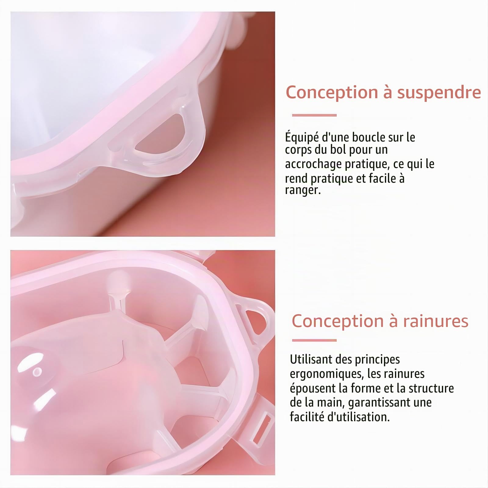 Lot de 2 bols de trempage pour ongles - Pour le nail art, le trempage, le trempage - Pour manucure, spa - Rose
