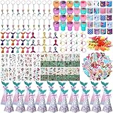 Threan 262 Mermaid Party Favors Birthday Decorations Toys for Girl Mermaid Slap Bracelet Hair Clip Tattoo Sticker Stamper Keychain Eraser Grow in Water Animal Gift Box Gift Boy Birthday Party Supplies