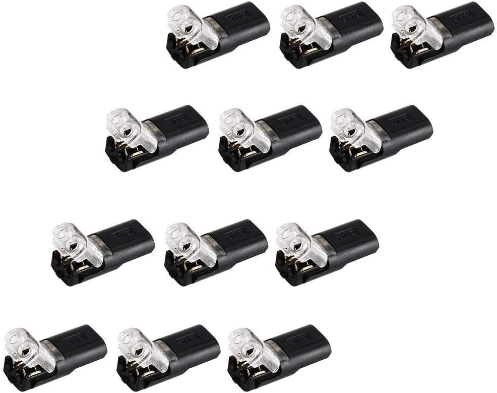 12 Pcs 2 Pin 2 Way Universal Compact No-Wire-Stripping Toolless Spring Wire Connectors, Quick Splice Universal Wire Wiring Connector for AWG 2024