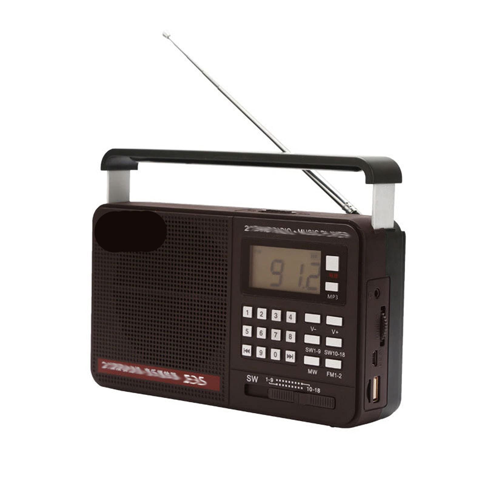 Lecteur de musique USB avec support radio portable et lampe de poche LED intégrée