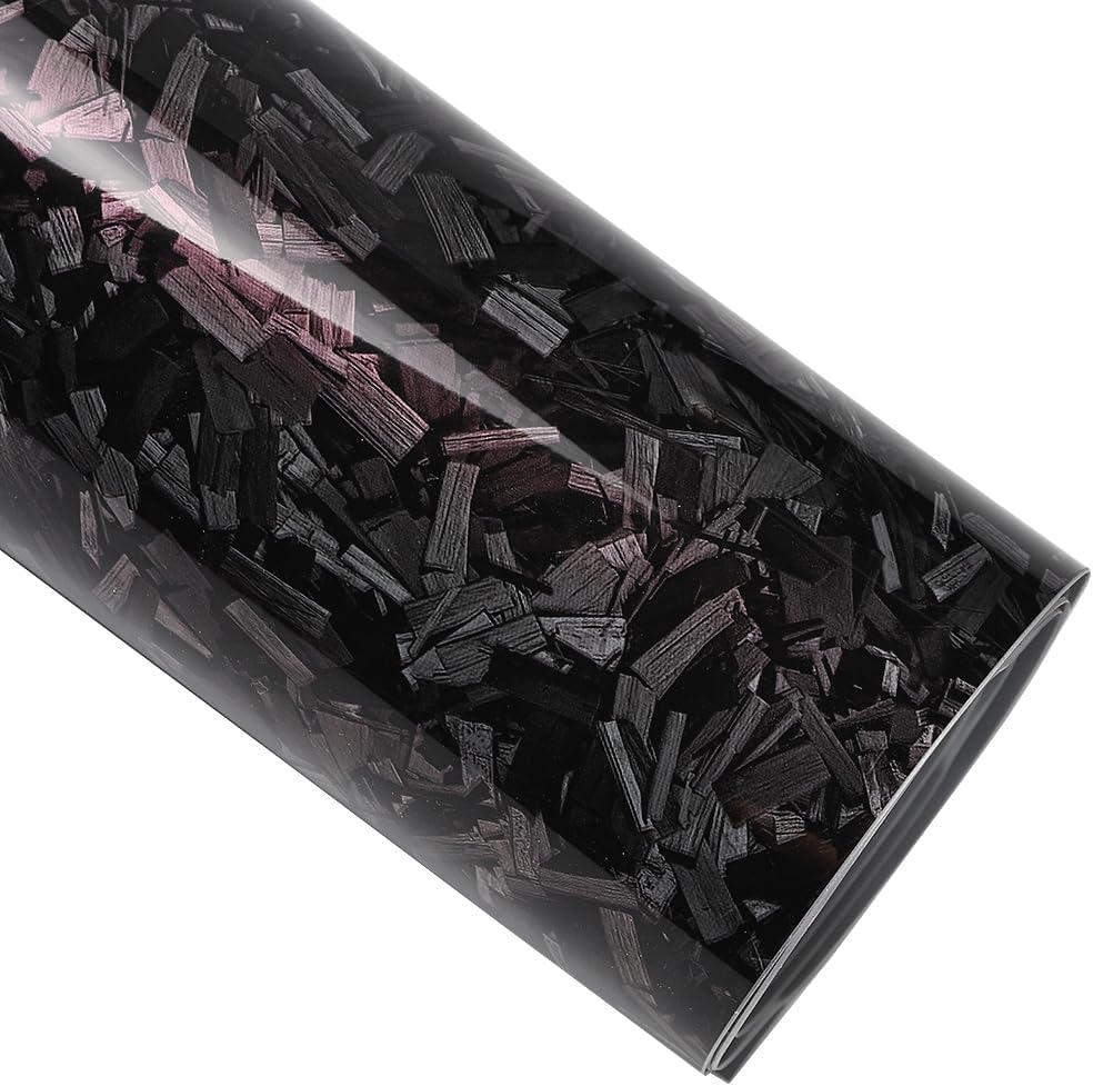 Forged Carbon Fiber Vinyl Wrap for Cars, High Gloss Car Wrap Vinyl Roll, PET Gray Charm Red Self-Adhesive Auto Decal Film with Air Release, Car Body Interior Wrapping Sticker Coating (30"x60")