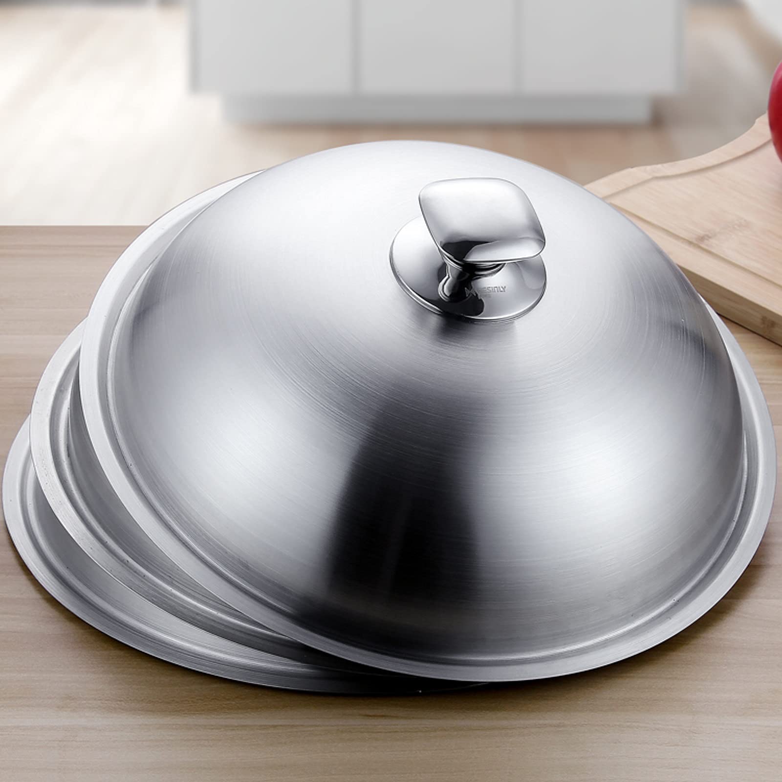 Coperchio spesso universale con manico in acciaio inox, coperchio ad arco alto, coperchio per pentole da cucina, per pentole da zuppa, padelle e wok coperchio in vetro (dimensioni: 32 cm)