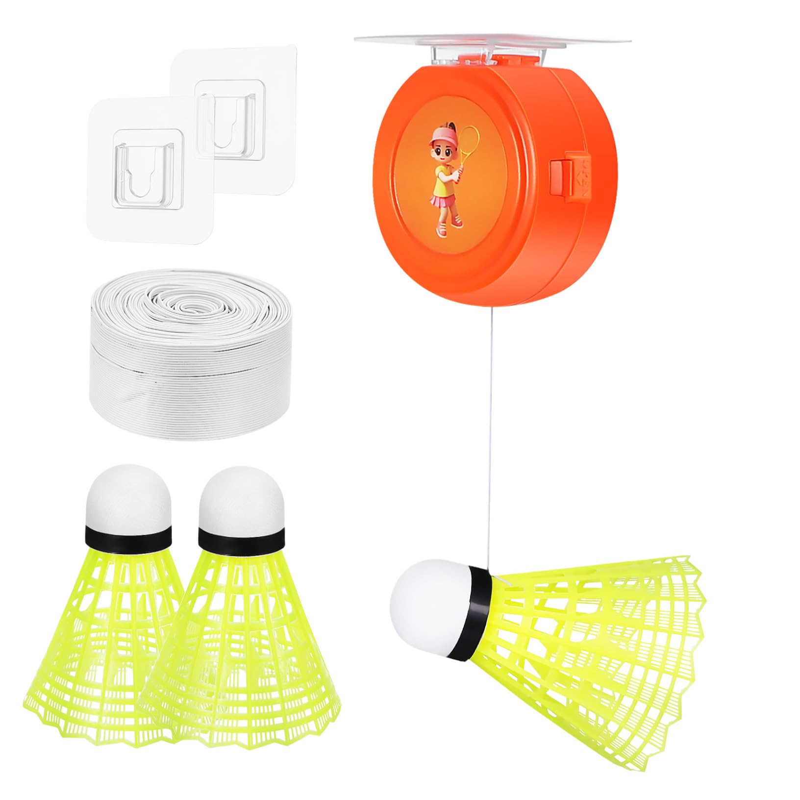 OHPHCALL 1 Set Badminton Rebound Trainer Ball Indoor Solo Play Device for Badminton Training Ceiling Mount Shuttlecock Practice Aid for Self Training