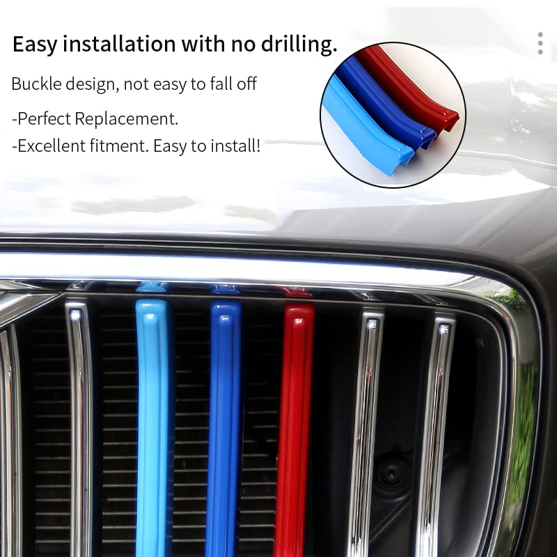 Image of Auto Grille Inserts Stripes Trims, Center Kidney Grilles Decoration Compatible with Volvo S90 V90 2021-2024 Car Accessories Sports,Color A