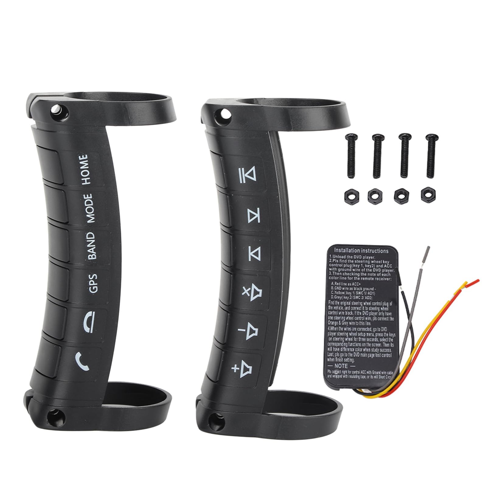 Tomotato Universal Wireless Steering Wheel Control - Compatible with Car DVD/Radio/Navigation Systems, Plug & Play Remote Button(Black)