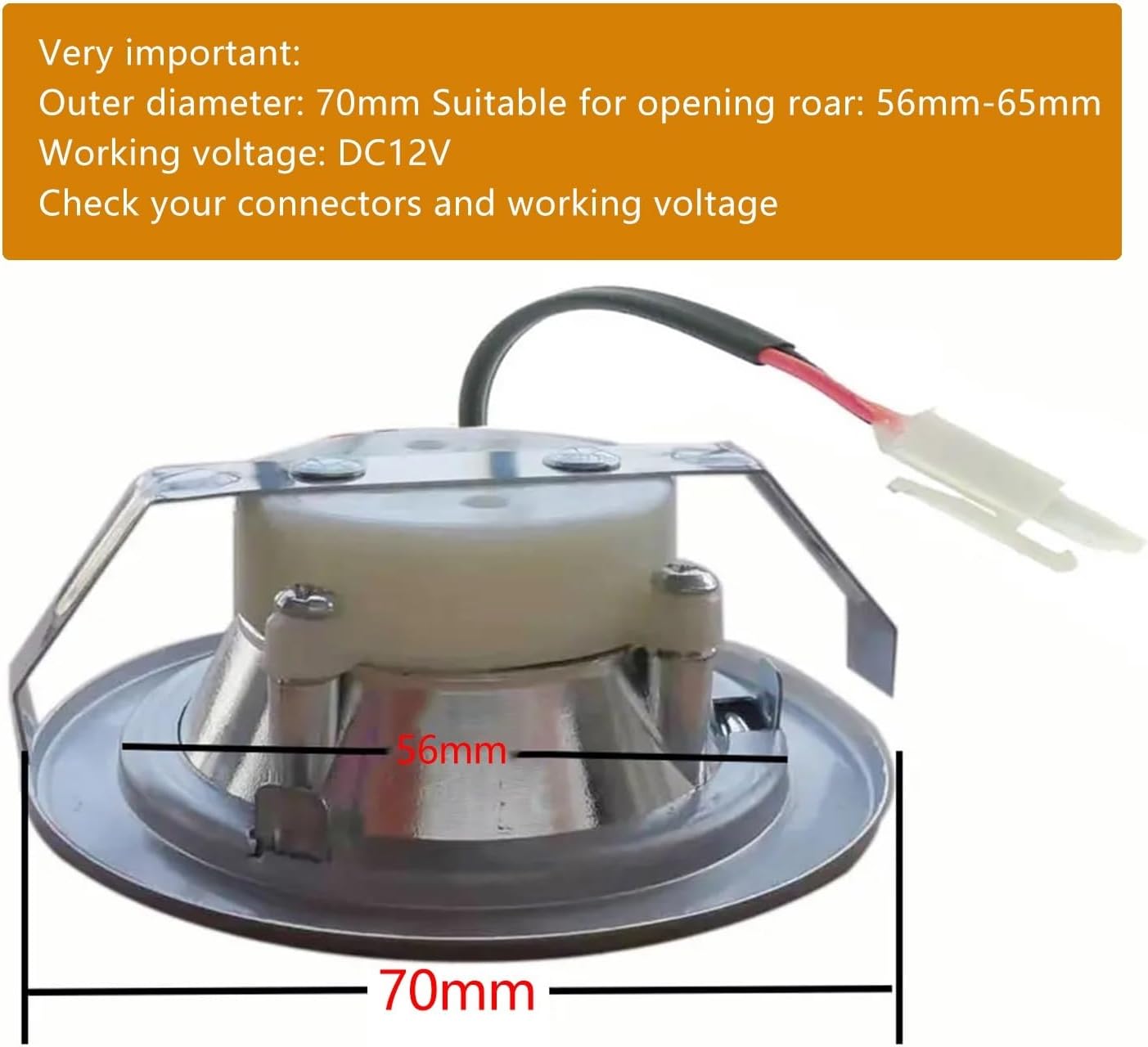 2-Piece DC 12V 70mm Cooker Hood LED Light 1.5W Compatible with Old Range Hood 20W Halogen Bulb Equivalent(White 6000K,EL Connector_NO)