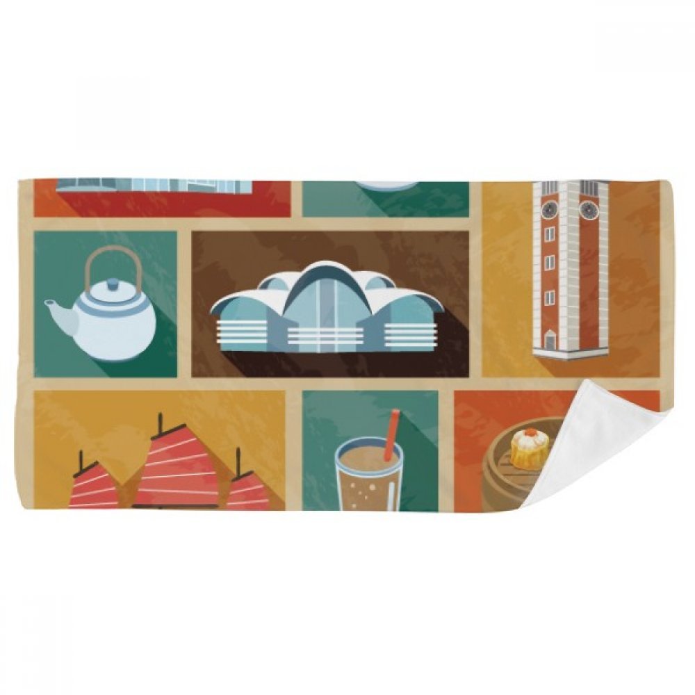 Serviette de bain Hong Kong Cuisine 35x70cm en tissu multicolore et doux