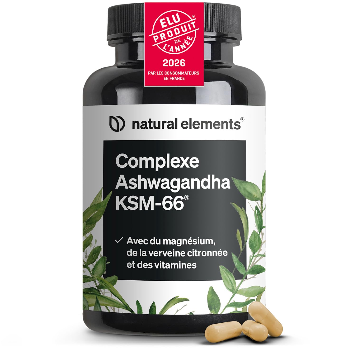 Ashwagandha KSM-66 en Gélules Extra Fort 600mg/jour – avec Magnesium Bisglycinat