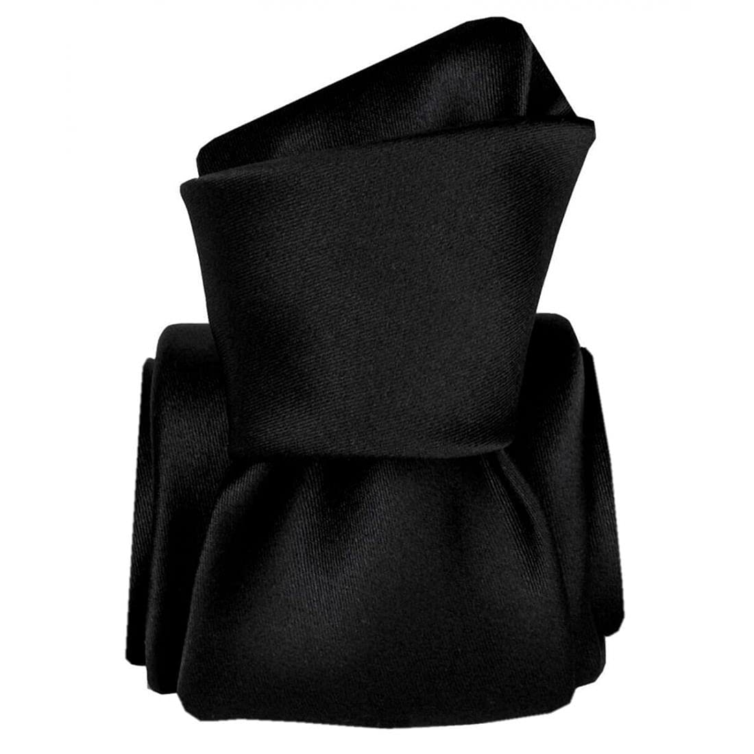 Segni Et Disegni. Cravate Soie. Satin - Noir Satin, Uni - 100% Pure Soie FABRIQUE EN ITALIE.