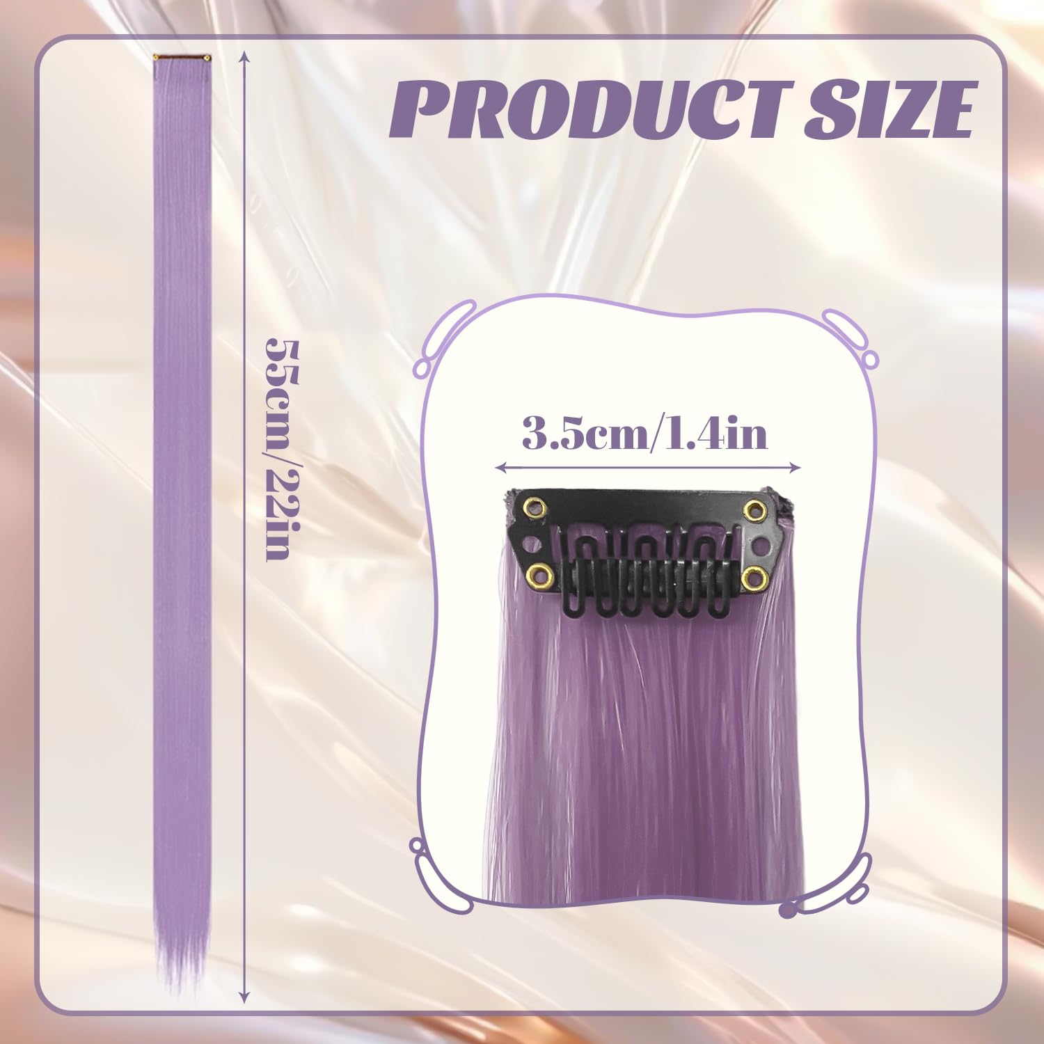10 Pcs Hair Extensions, Mist purple - Image 2