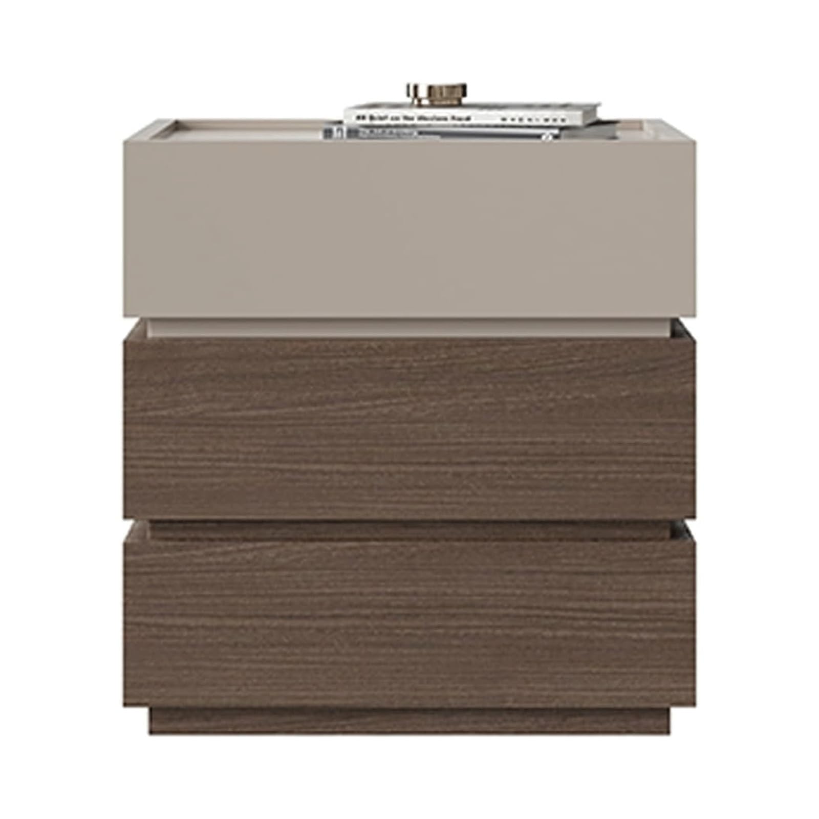 SXZenSpace Small Nightstand Modern Wood Bedside Cabinet Spacious Countertop Table with 2-Drawer Side for Spaces End Table(40x50x55cm)