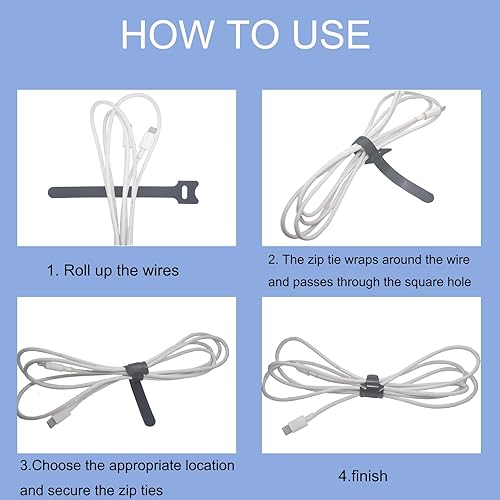 Miniatura 6 de 100 bridas para cables, organizador de cables reutilizable de 6 pulgadas, organizador de cables multifuncional, perfecto para la gestión de cables