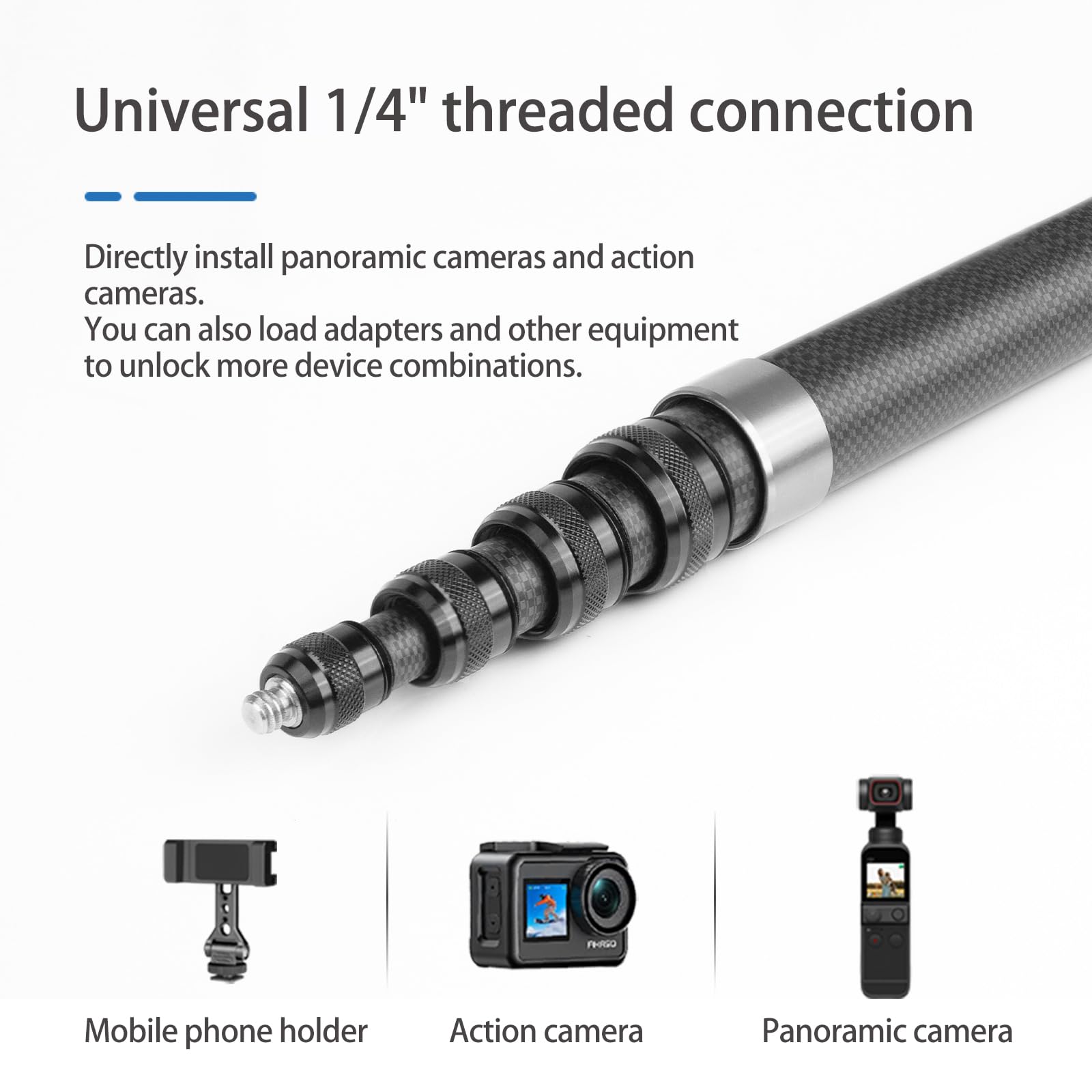 Bastone selfie invisibile in fibra di carbonio edizione estesa 290 cm 3 m 150 cm per Insta360 X4 X3 ONE X2 ONE RS Accessori per Insta 360  44