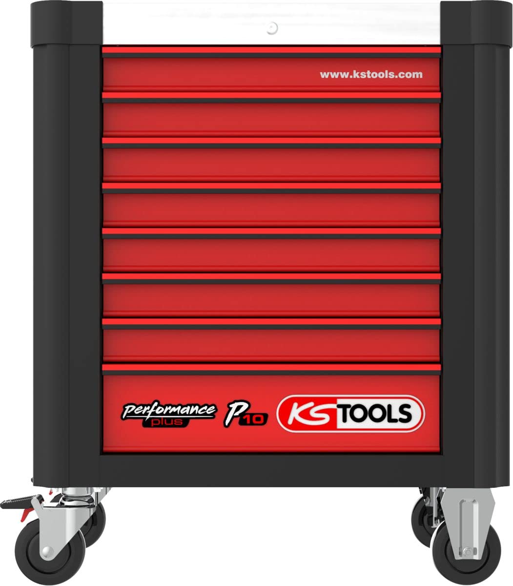 KS Tools 810.4241 PERFORMANCEplus Werkstattwagen P10 mit 8 Schubladen, bestückt mit 241 Werkzeugen in 4 Einlagen für 4 Schubladen