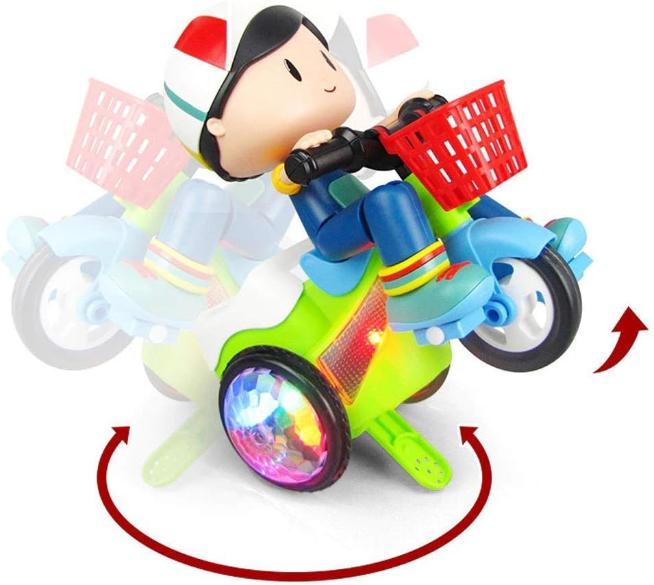 360 Degree Rotating Musical Stunt Tricycle Toy With Flashing Lights & Bump - Multicolor