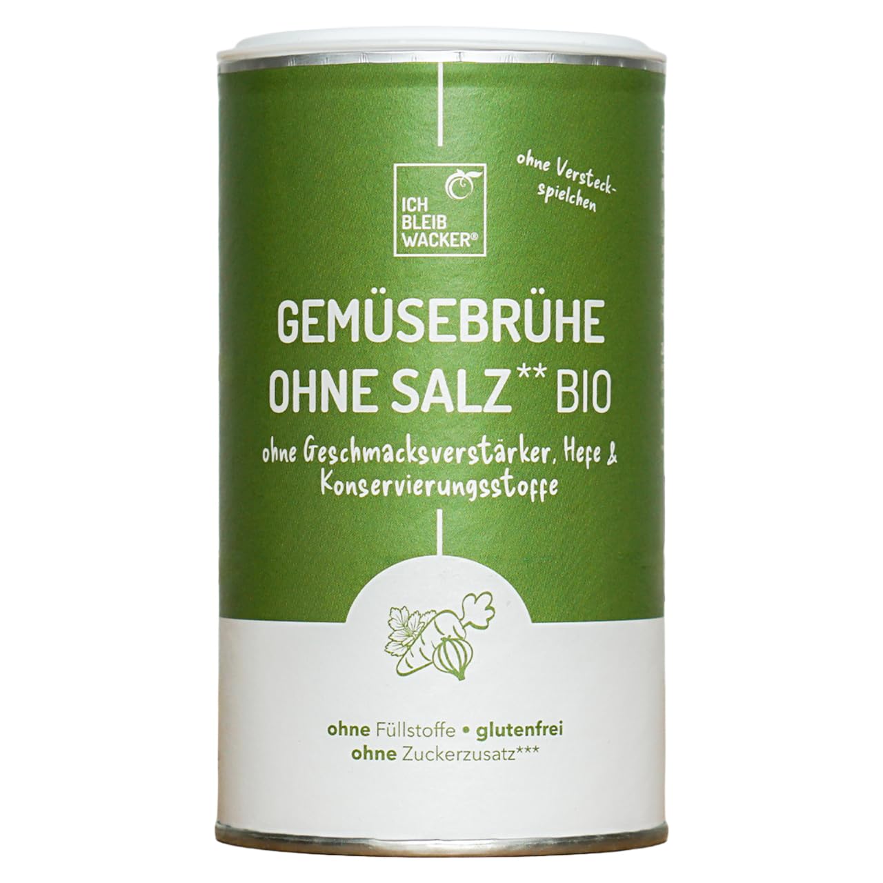 Wacker Gemüsemix ohne Kochsalzzusatz Bio, 250g. Die Gemüsebrühe ohne Salz. 100% Gemüse & Kräuter. Glutenfrei, laktosefrei & vegan. Ohne Salz, Zucker, Hefe & Geschmacksverstärker.