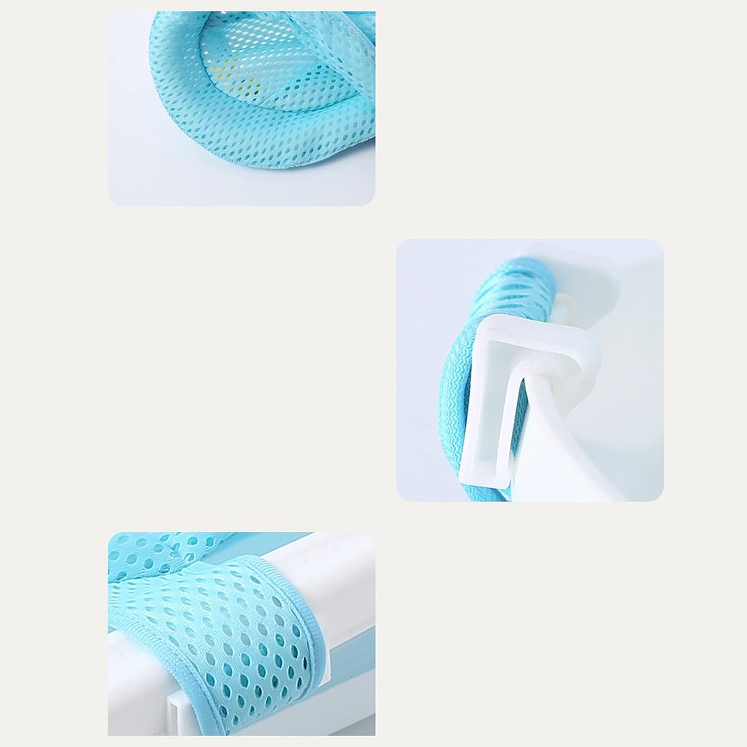 Tapis de Bain Bébé Filet de Bain antidérapant avec Ceinture de sécurité Maille réglable Bleu