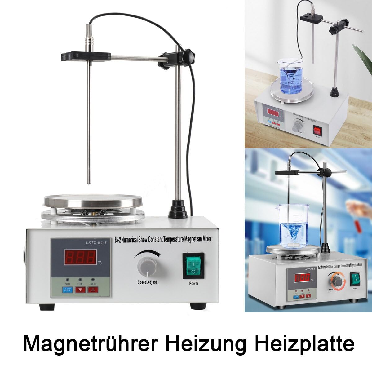 Labor Magnetrührer mit Heizplatte 0-2000RPM Magnetic Stirrer Mixer | 220V Digital Magnetrührer Magnetmischer, LED Temperaturanzeige, 200W Heizung 25W Motor Rührwerk, für Labor/Home Küchenrührer
