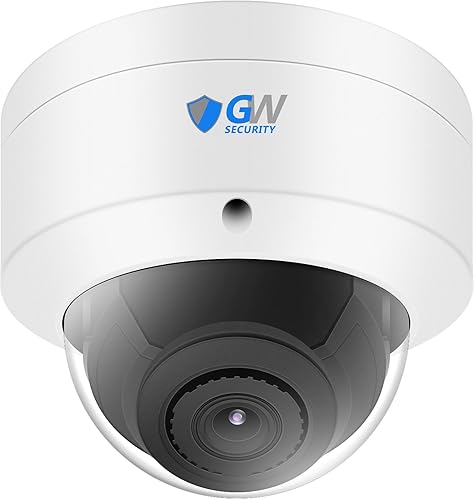 GW Security 4K 8MP Micrófono IP PoE para exterioresinteriores 0.110 in lente gran angular cámara de seguridad domo blanco (GW803301M)