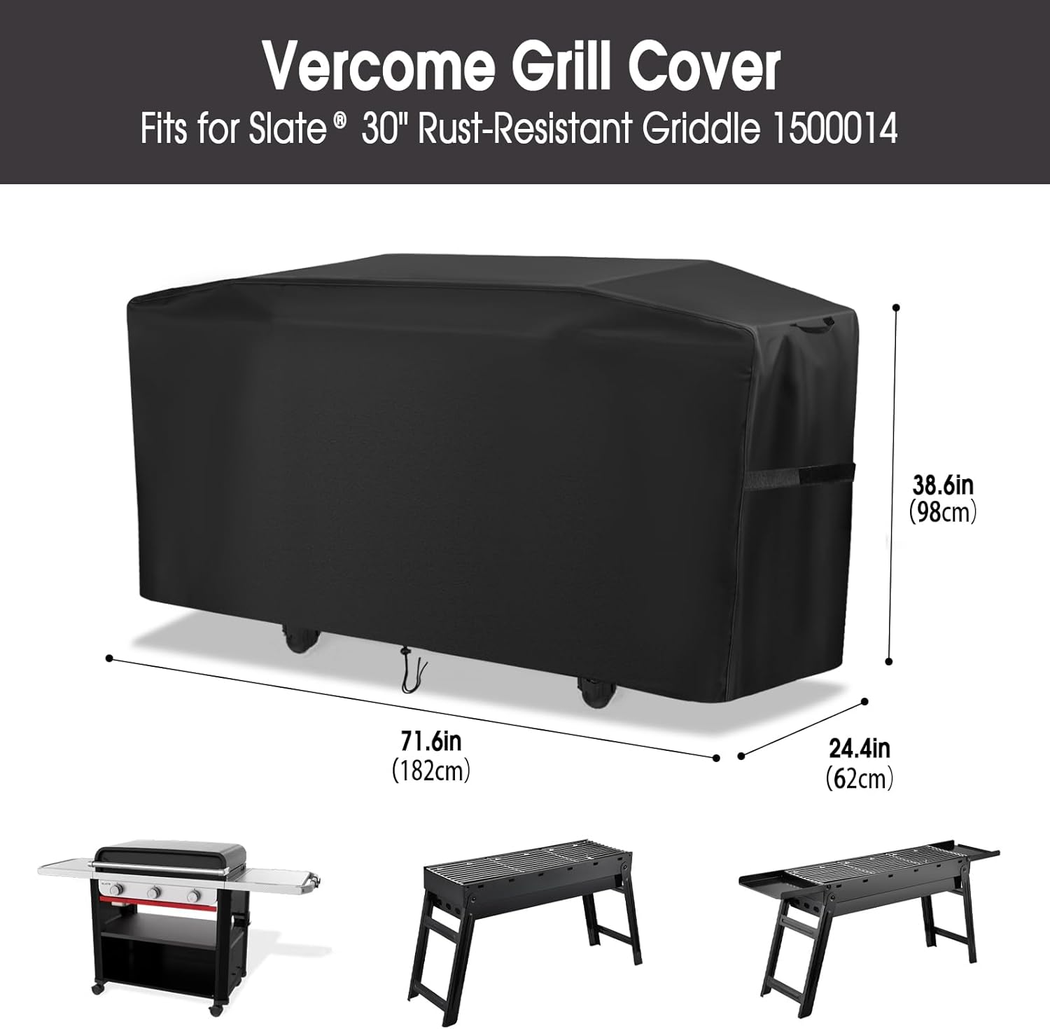 Grill Cover for Weber Slate 30", 71" Heavy Duty Waterproof Griddle Cover, Fits Blackstone Pro Series 36" Cabinet Griddles