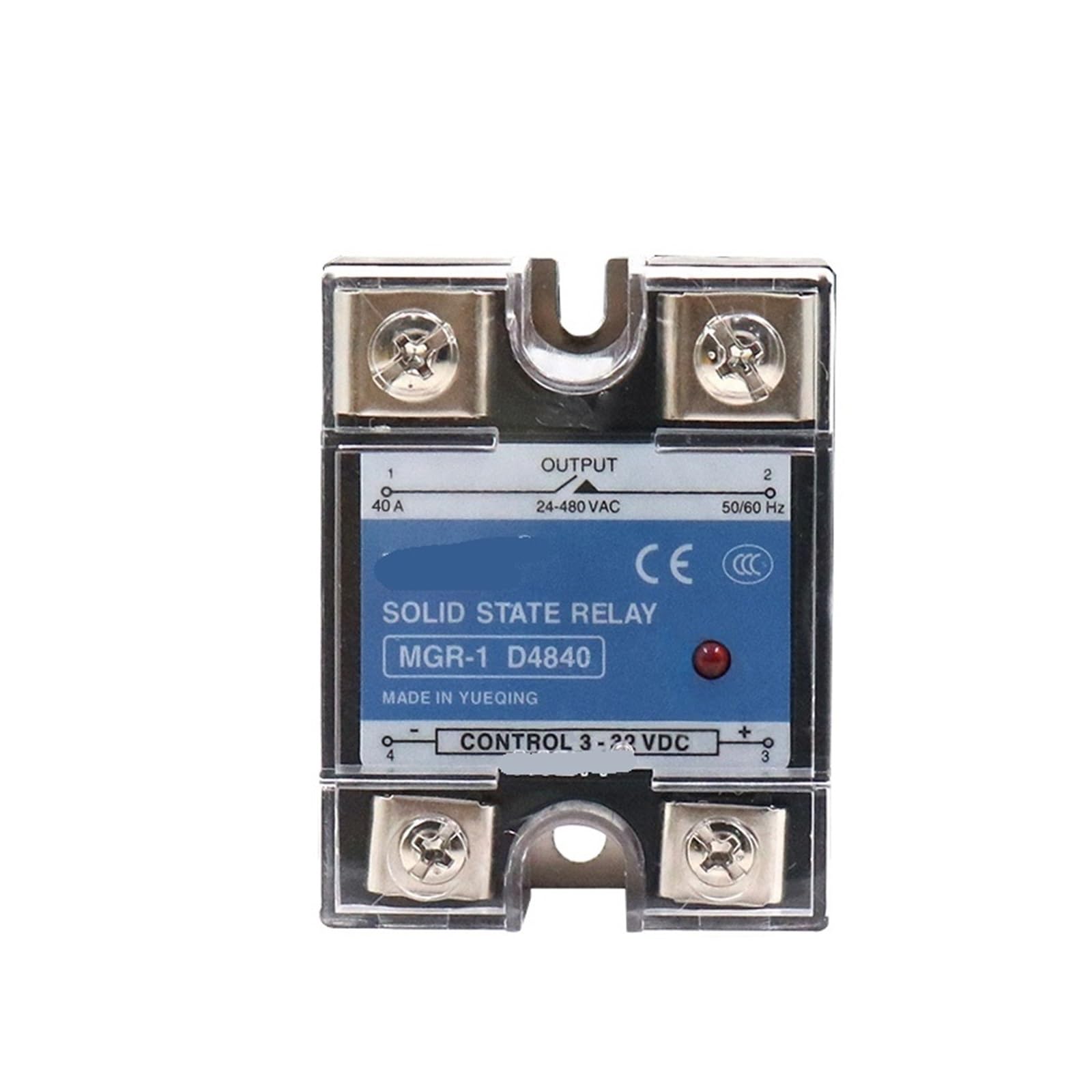 MGR-1 D4840/SSR-40DA relé monofásico de estado sólido 40A control entrada CA 3-32V salida 24-380V CA(Relay and heat sink)