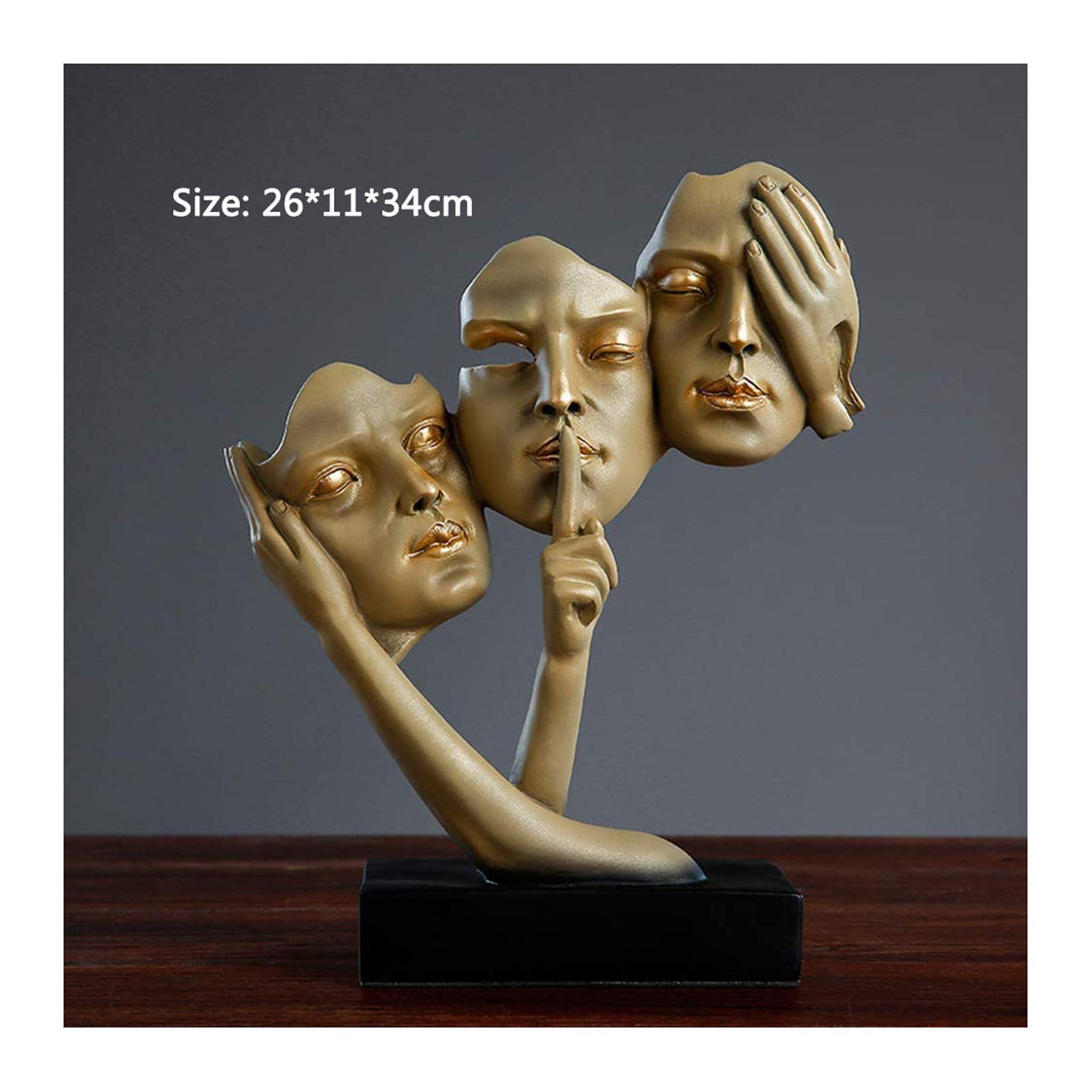 Abstrakte Statue Dekoration,Menschliche Ornamente,Skulptur Der DREI Weisen Männer Wie DREI Weise Affen, Akzente, See No Evil, Hear No Evil, Speak No Evi,Bronze