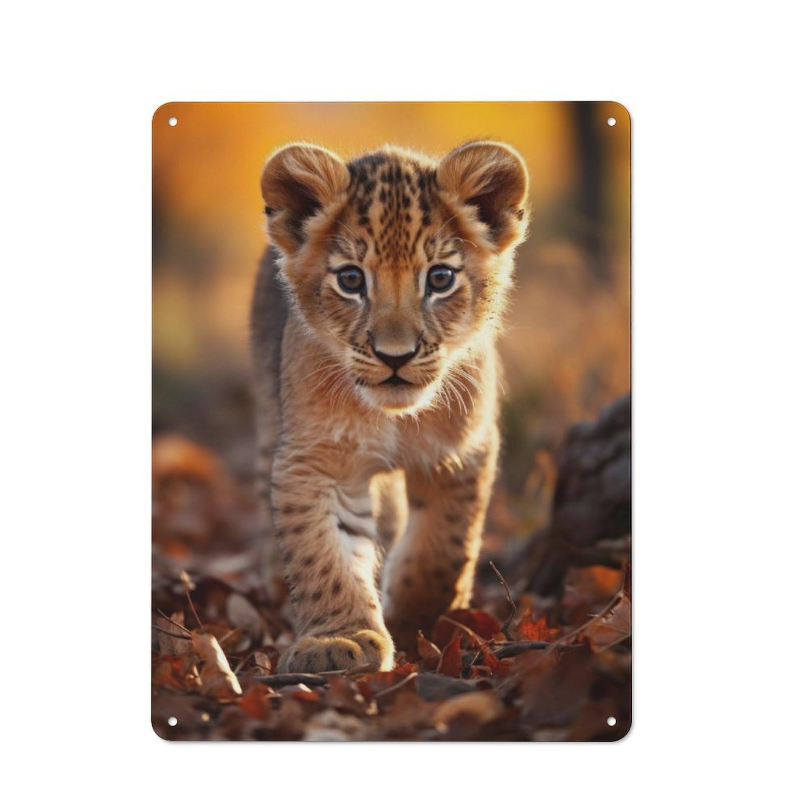 Junmoney Lion Cub Classic Metal Wall Sign 40X30cm, Pub Wall Decor For Diner, Restaurant, Shed Or Kitchen