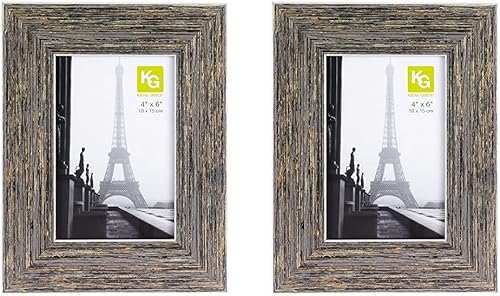 Kiera Grace Emery - Marco de fotos único de resina, 4 x 6 pulgadas, color gris desgastado (paquete de 2)