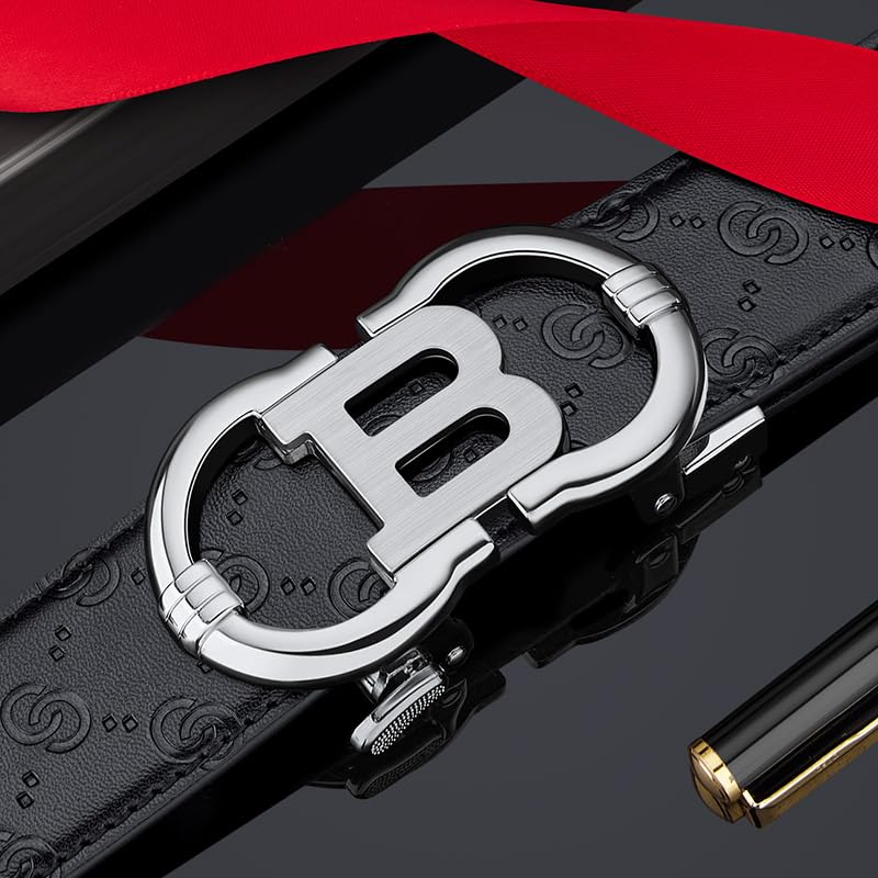 Fashion Genuine Leather Men’s Ratchet Belt Classic Dress Casual Adjustable Gift Box2