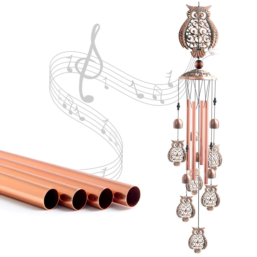 Koonafy Wind Chimes,Brass Wind Chime Unique,Retro Windchimes Garden Decor,Party Outside，Best Gifts for Mom、Friends with S Hook Hooks Indoor and Outdoor Decorations (owl)