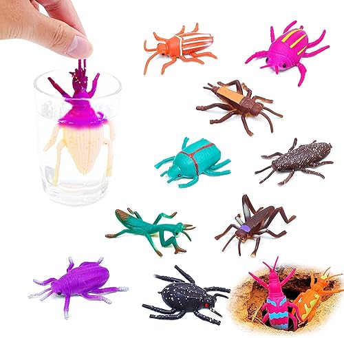 YiliUsAnwU 10Pcs Bath Toys Bug Toys,Color Changing and Stretchy Realistic Insects Animal Figurines,for Kids 3+,Novelty Gag Prank Squeeze Toy for