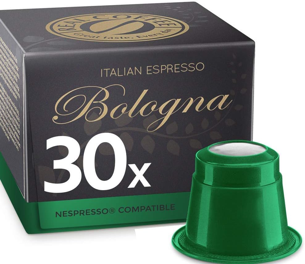 Organic Italian Espresso Bologna by REAL COFFEE, Denmark, 30 Capsules, Nespresso Compatible