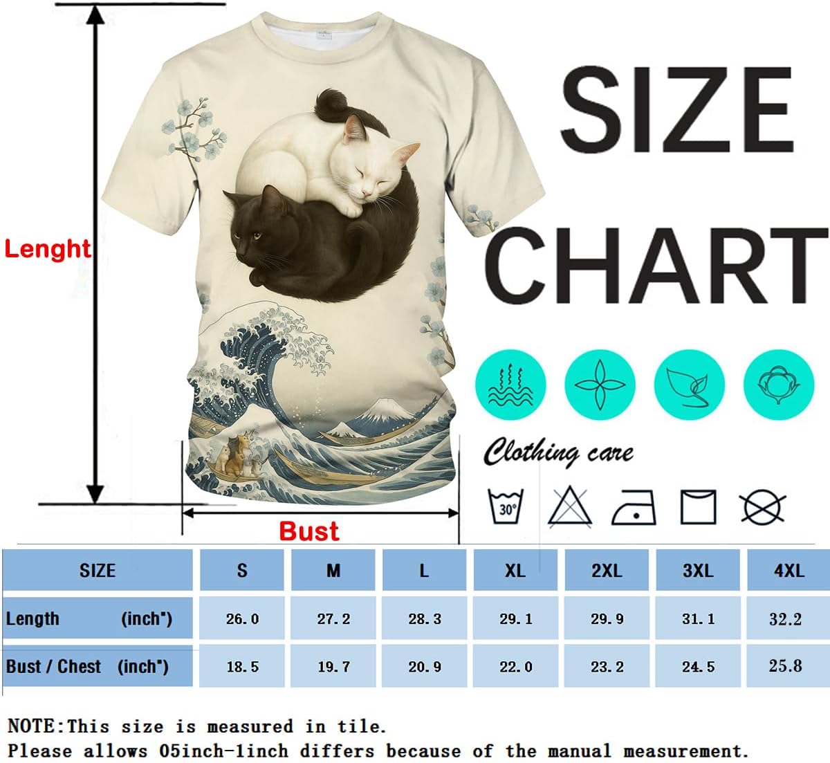 LAOLIUSN Funny Cat Graphic T-Shirt Novelty Short Sleeve Crewneck Shirt - Image 5