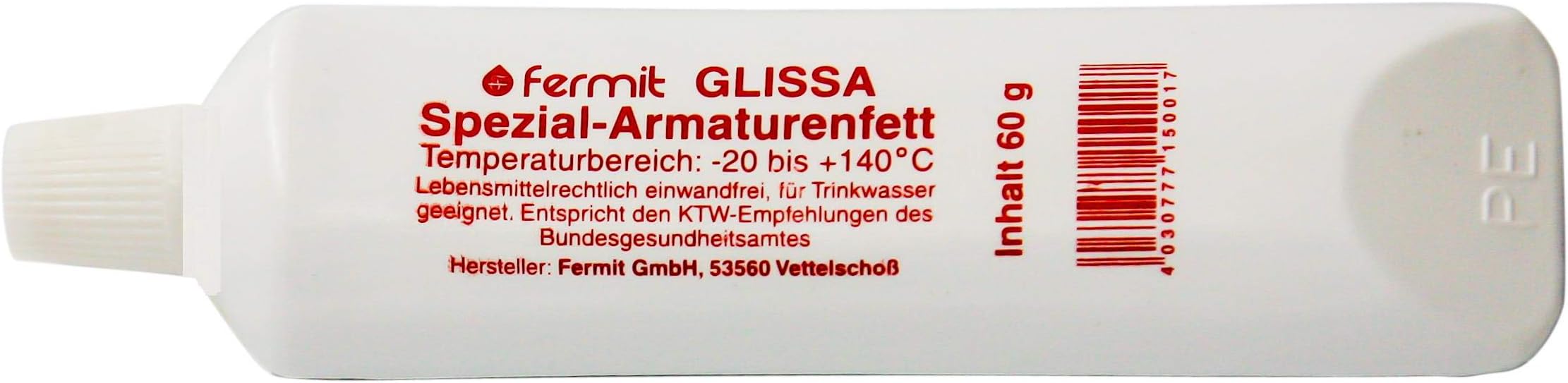 Fermit (GLISSA special Armaturenfett) by NSF approved H - 1 and DIN 51502 of Bundesgesundheitsamtes (60 Gram Tube)